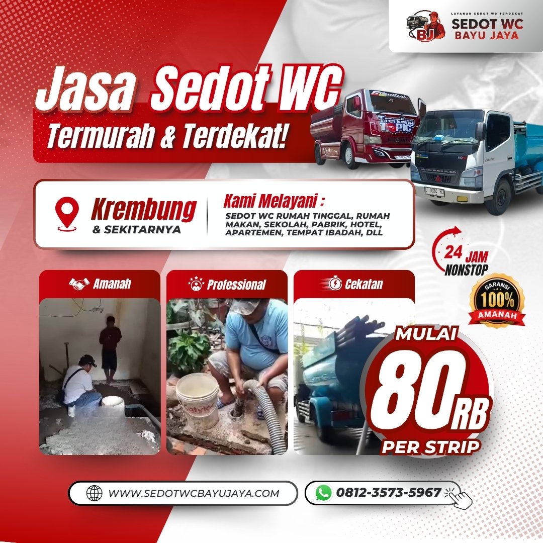 Jasa Sedot WC Krembung Sidoarjo Murah, Bergaransi & Ready 24 Jam !!