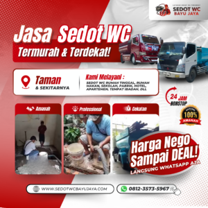 Jasa sedot WC Taman Sidoarjo murah & terdekat. Harga NEGO SAMPAI DEAL, layanan 24 jam, cepat, bersih, profesional, dan bergaransi 100%