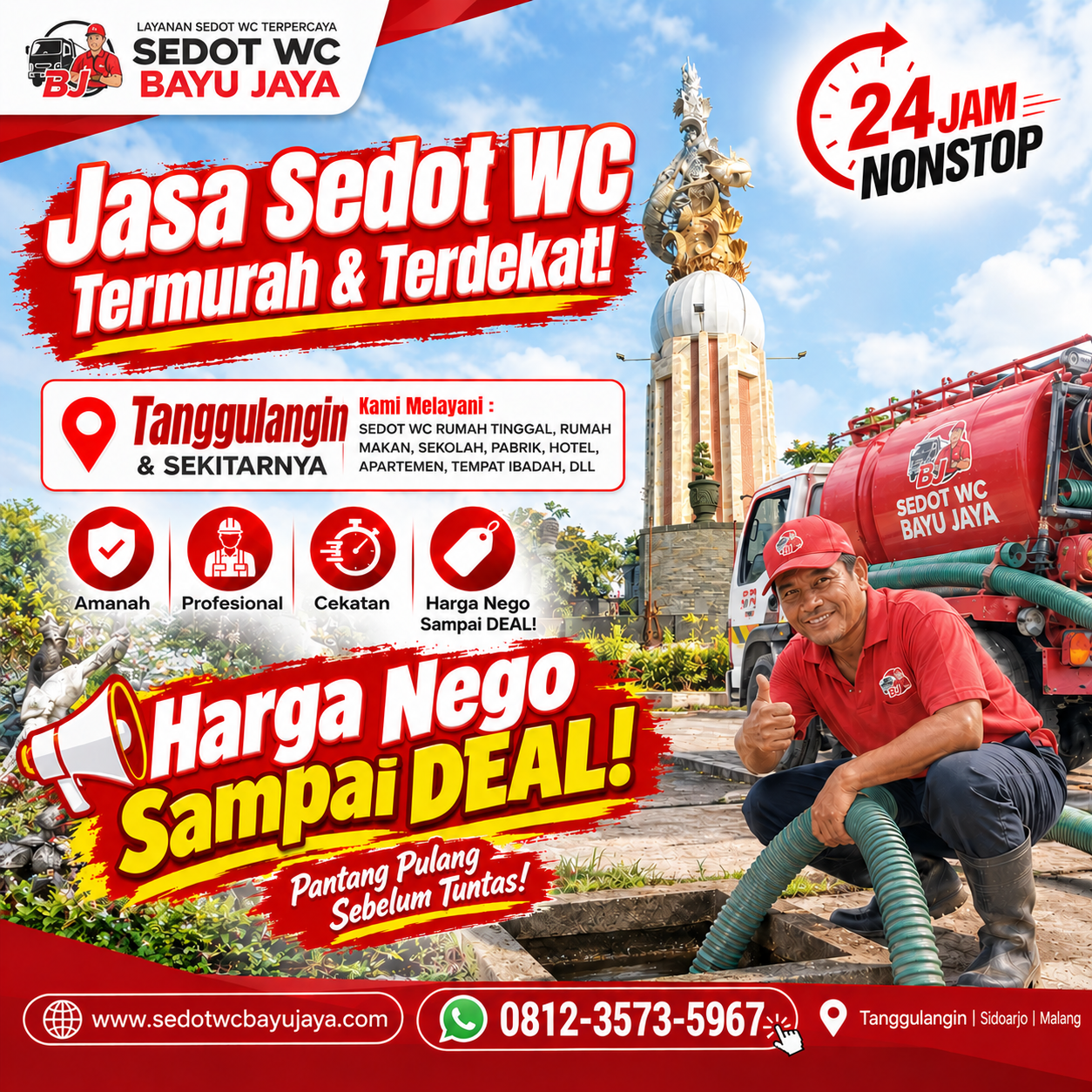Jasa Sedot WC Tanggulangin Sidoarjo Ter Murah Terdekat, Bergaransi 100% & Ready 24 Jam !!