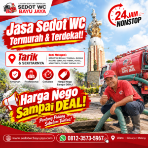 Jasa sedot WC Tarik Sidoarjo ter murah & terdekat. Harga NEGO sampai DEAL, bergaransi 100%, layanan 24 jam, teknisi berpengalaman 15+ tahun