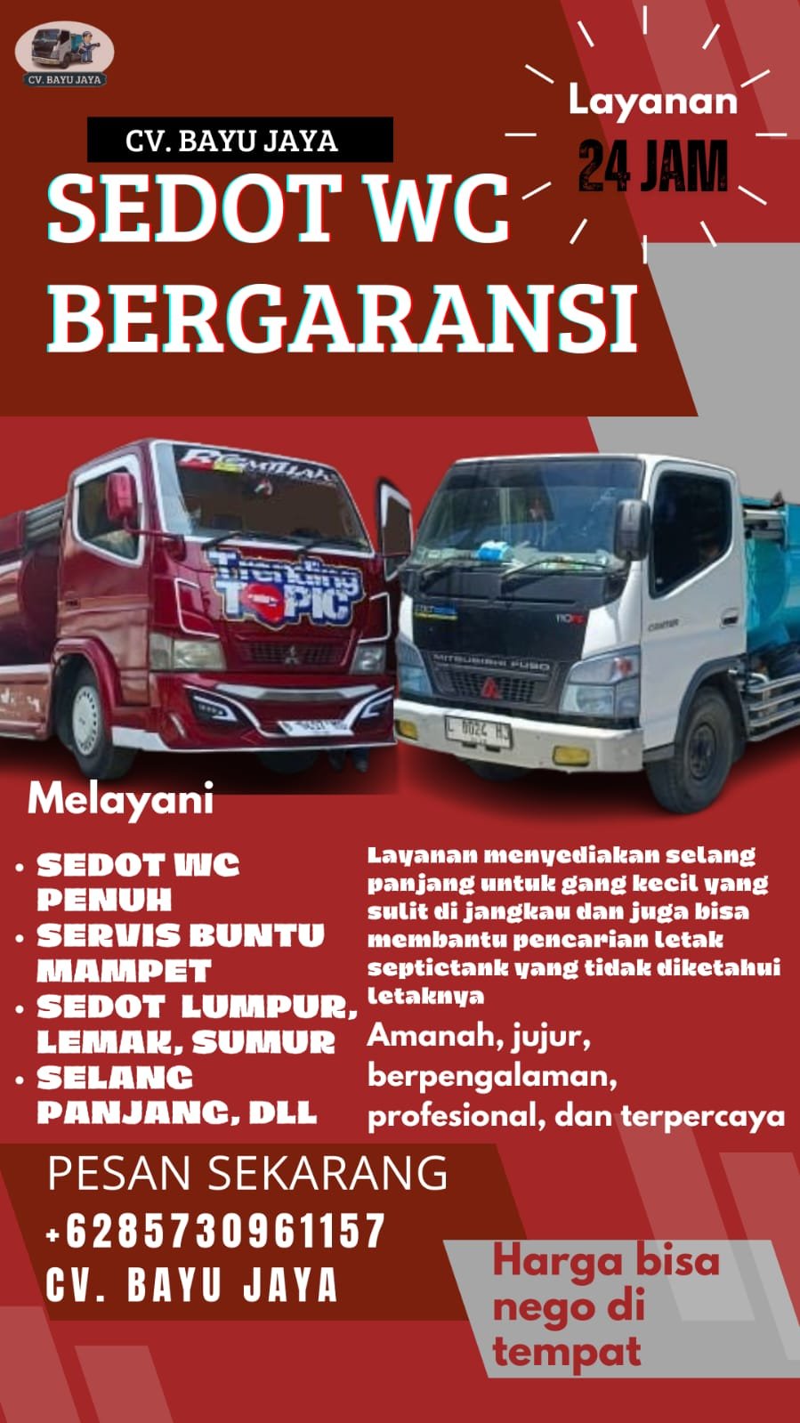 Jasa Sedot WC Asemrowo Surabaya Murah, Bergaransi 100% & Ready 24 Jam !! - Gambar 7