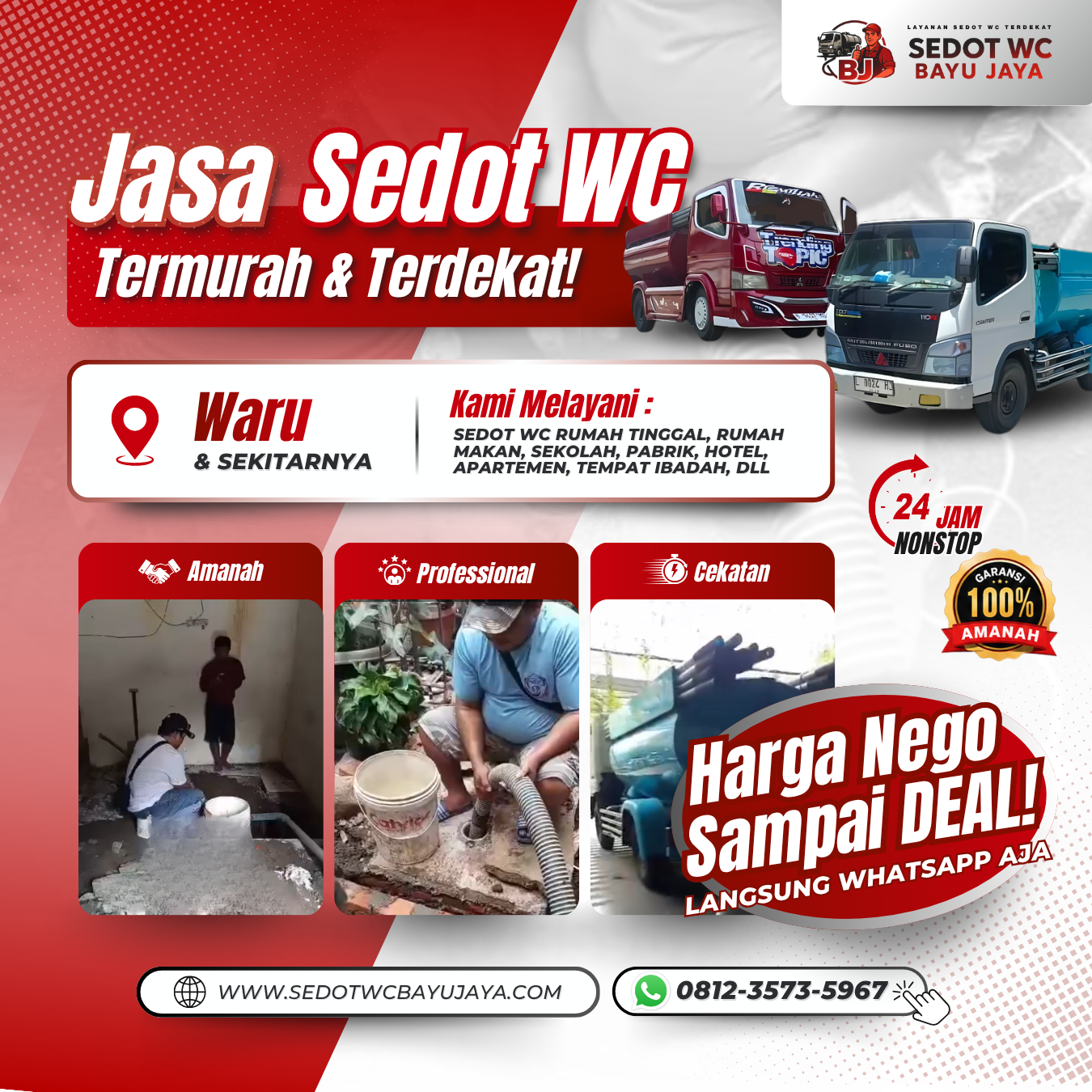 Jasa Sedot WC Bayu Jaya Wonoayu Sidoarjo Murah, Garansi 100% & Ready 24 Jam !!