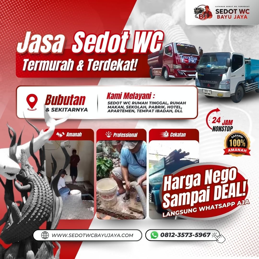 Jasa sedot WC Bubutan Surabaya murah & terdekat. HARGA NEGO SAMPAI DEAL, bergaransi 100%, layanan 24 jam, teknisi berpengalaman 15+ tahun